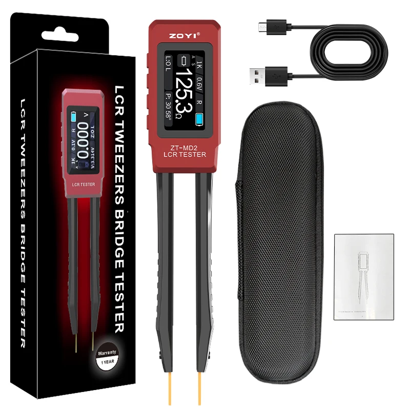 ZOYI ZT-MD2 LCR Tweezer: Auto-ID, measures voltage/resistance