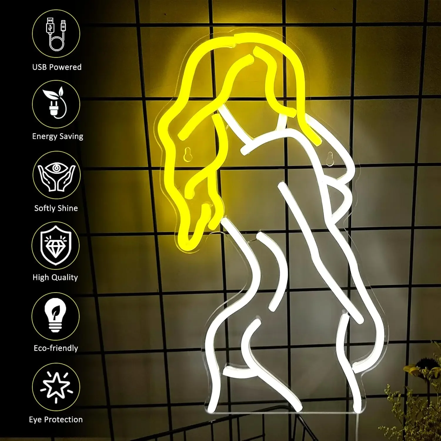 Lady Back LED Neon Sign USB Dimmable Neon Light Sign for Gameroom Bedroom Bar Livingroom Birthday Party Gift Wall Decor