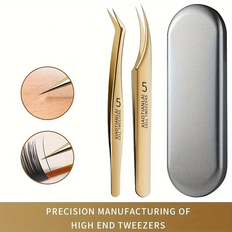 Pincettes antistatiques pour Extension de cils, pincettes professionnelles de Volume de haute précision, en acier inoxydable, outil de maquillage antidérapant