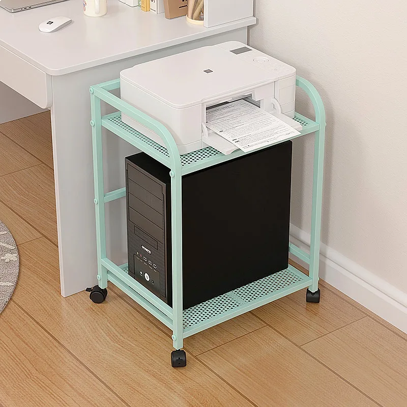 Mobile Printer Cart with Rolling Stand, Heavy Duty Desktop Tower Shelf, Home Office Storage Organizer with Shelves