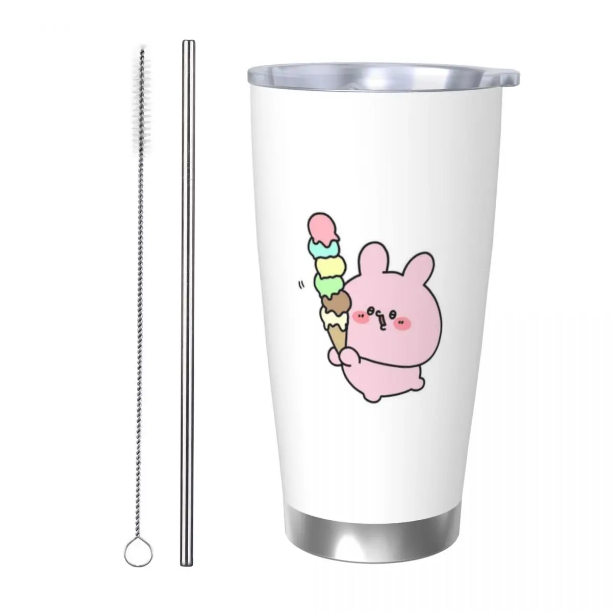 Asamimichaan Cute Asamimi 20oz Stainless Steel Car Mug Straw Thermal Iced Travel Cup Vacuum Insulated Coffee Hot Cup