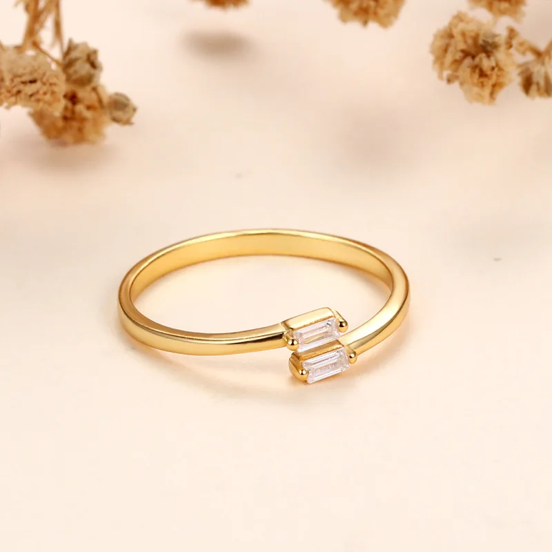 24 gold-plated silver Finger Rings For Women Open Crystal CZ Charm Rings Wedding Jewelry 2021 Trend Bague Femme Anillo A30