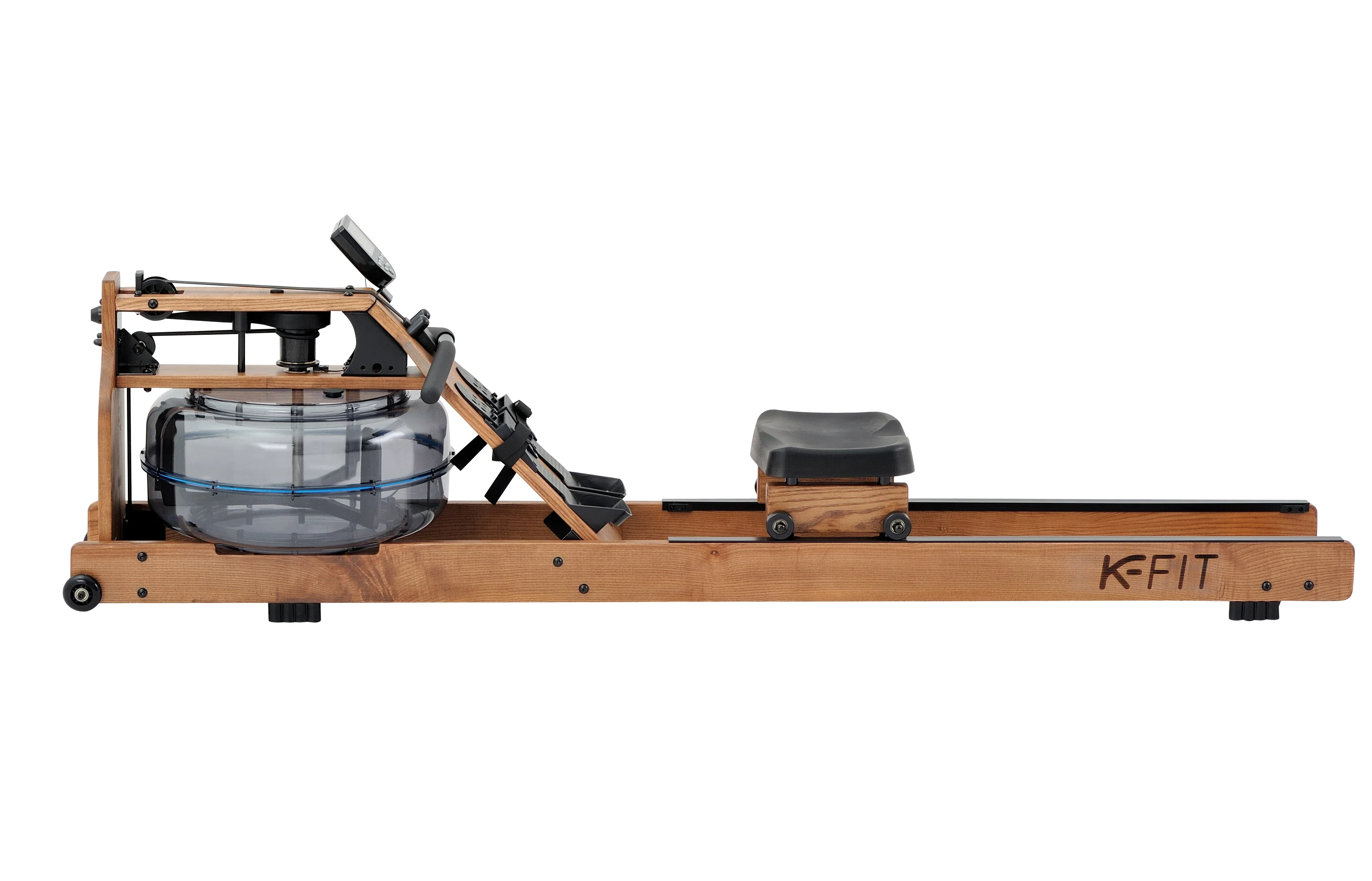 Indoor Cardio Fitness Gym Equipment Wooden Water Resistance Rowing Machine With Bluetooth App For Home Use