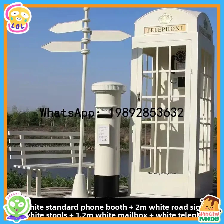 AB  Retro Internet Celebrity Telephone Booth Mailbox Street Sign Bench Shop Decoration Floor Ornament
