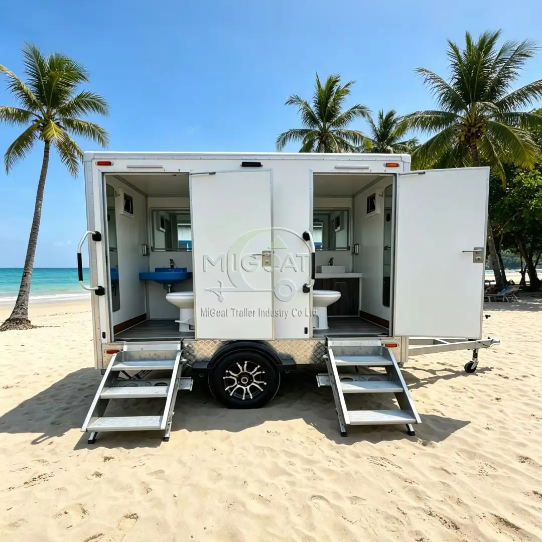 Customizable Dual Compartment Commercial Restroom Lightweight Mobile Lavatory for Park Construction Site & Resort Supporting