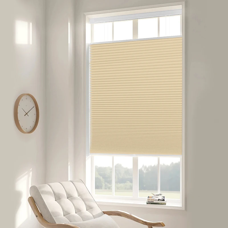 Customized Cordless Cellular Shades, No Tools No Drill Light Filtering Honeycomb Shades Pleated Blinds for Windows