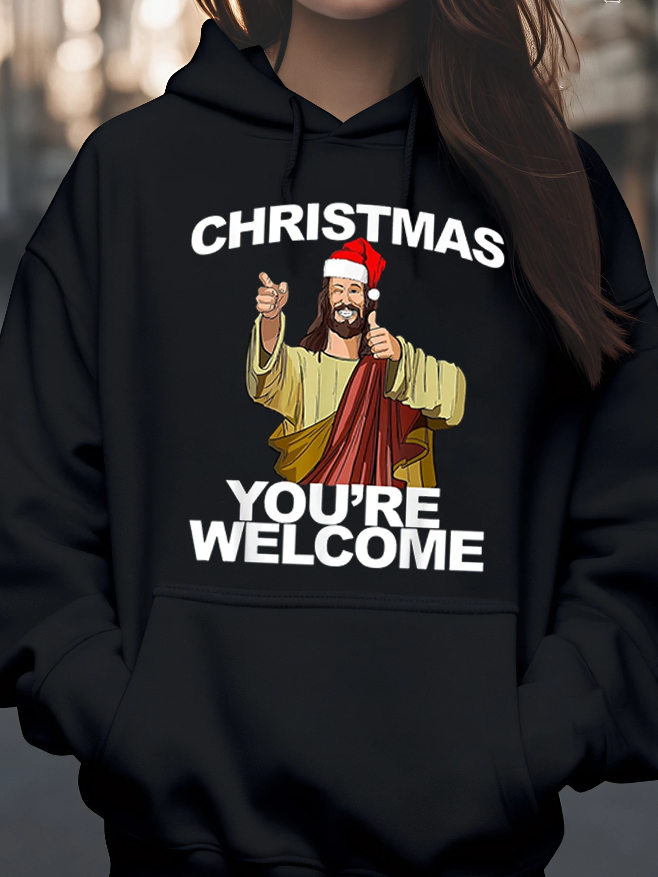 

Рождественская шляпа Иисуса Санта-Клауса с принтом, праздничная повседневная одежда унисекс