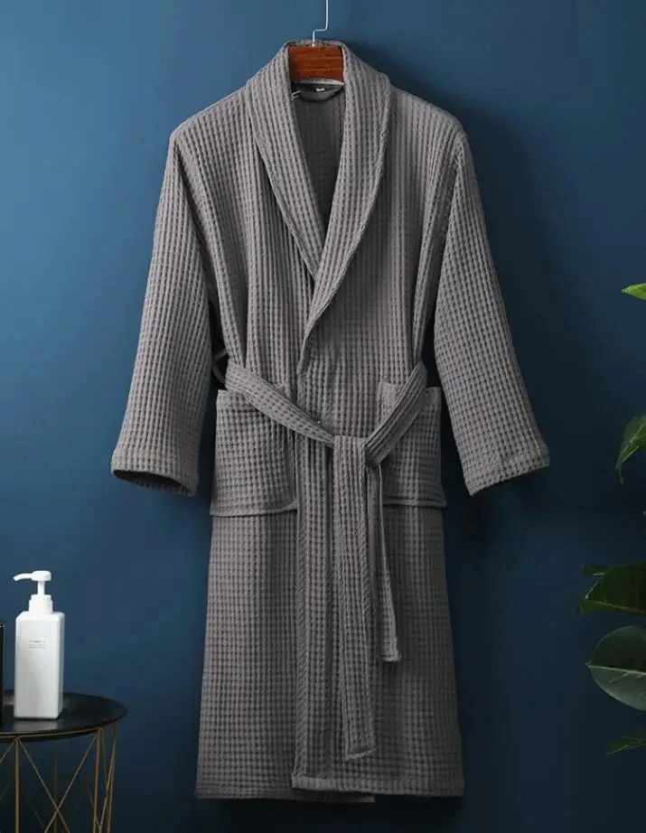 New Women’s Kimono Robe 100% Cotton Bathrobe Spa Bath Robes for Women Sauna Swimming Pool Soft Long Bath Robe For Men Hotel Robe