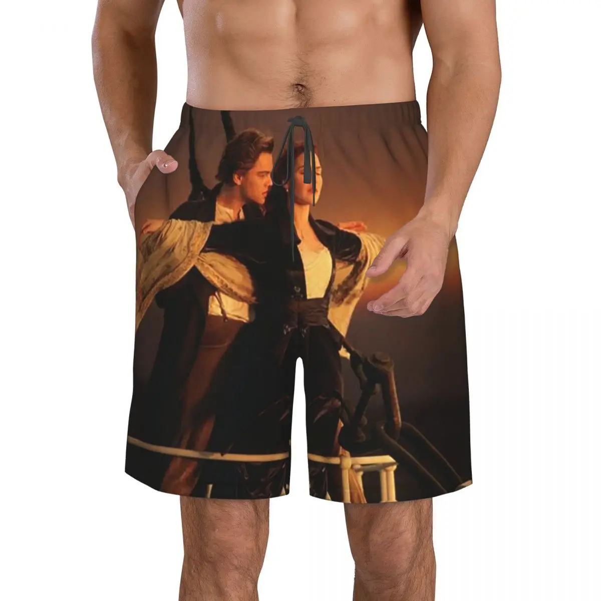 Titanic Jack And Rose Movie Trunks Beach Board Shorts Casual Quick Dry Swim Summer Men Pants