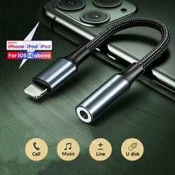 Cable auxiliar de 8 pines a 3,5mm para iPhone, divisor de Audio, adaptador de auriculares para iOS 14 y superior, para modelos 14, 13, 12, 11, 8, 7, X, iPad Pro Mini