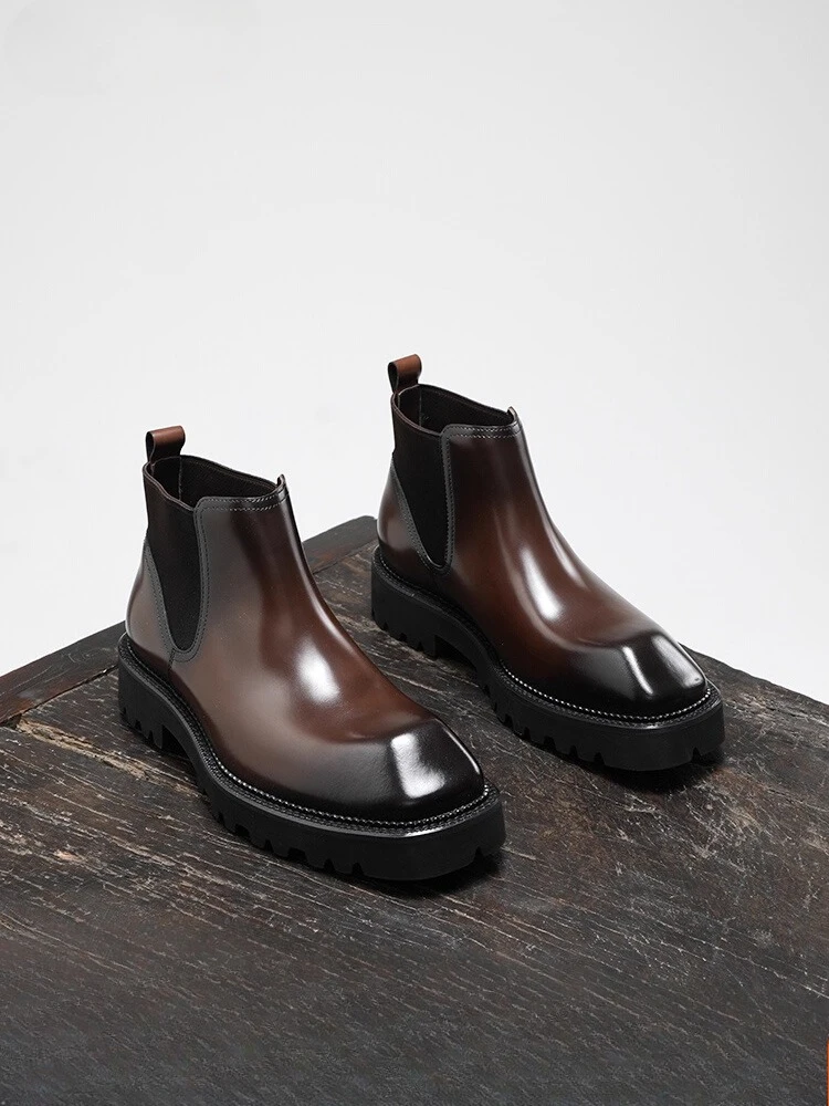 

Осенне-зимние новые деловые мужские ботинки, британские трендовые кожаные повседневные модные короткие ботинки ручной работы, мужская обувь