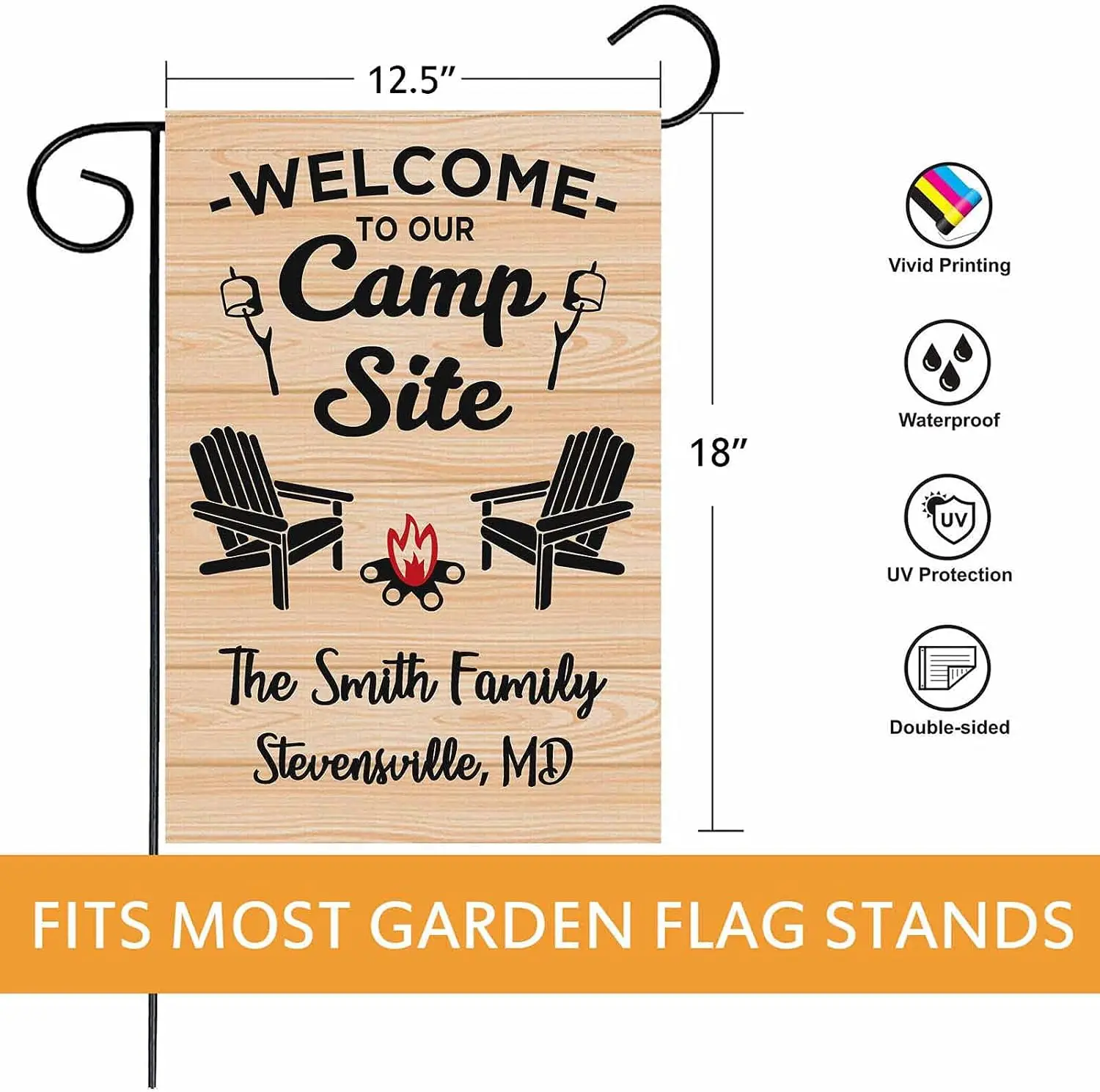 Personalized Camper Camping Garden Flag Welcome to Our Campsite Rv Flag jaa