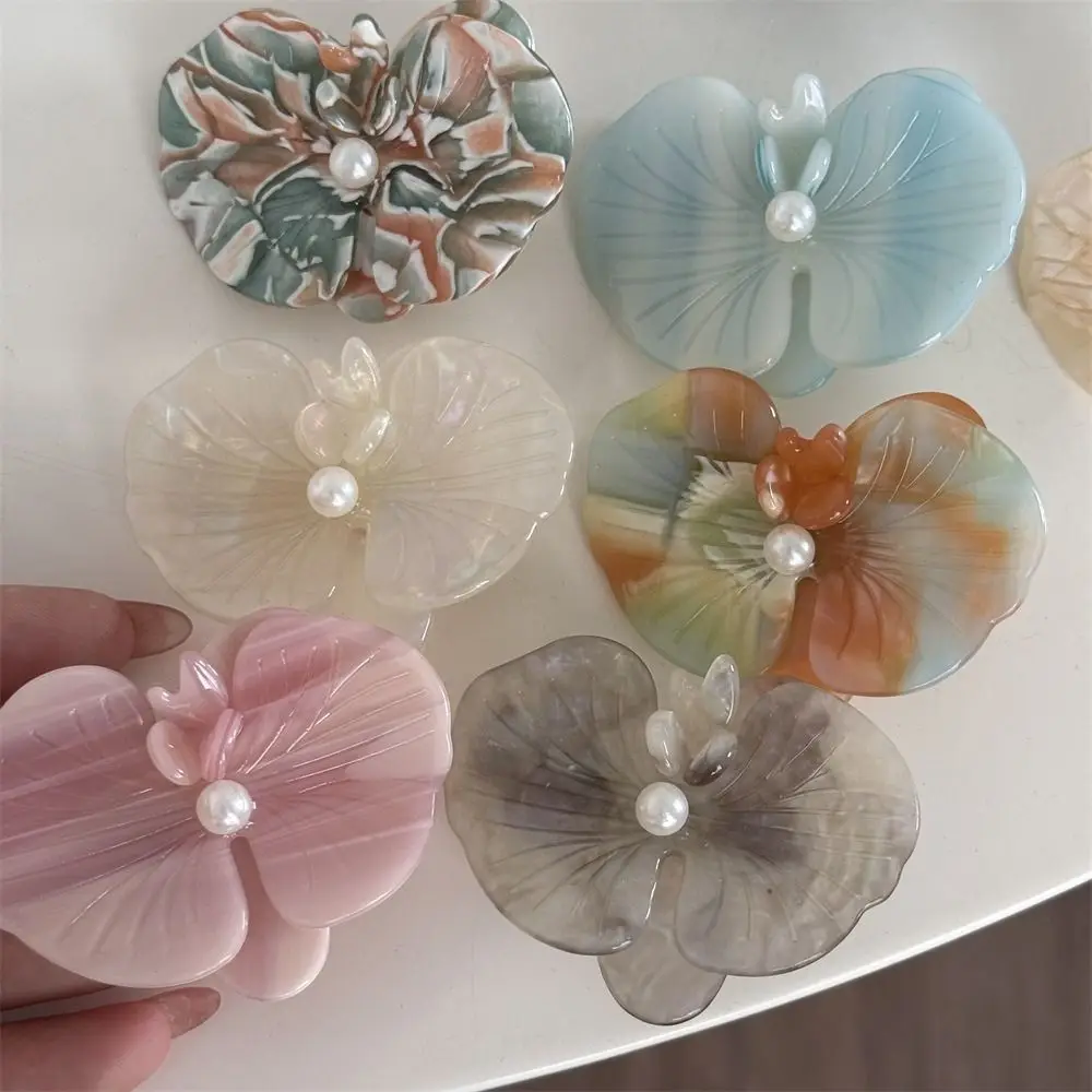 Side Clip Acetic Acid Hairpin Floral Korean Style Flower Duckbill Clip Butterfly Orchid Hair Accessories Fresh Barrettes Women