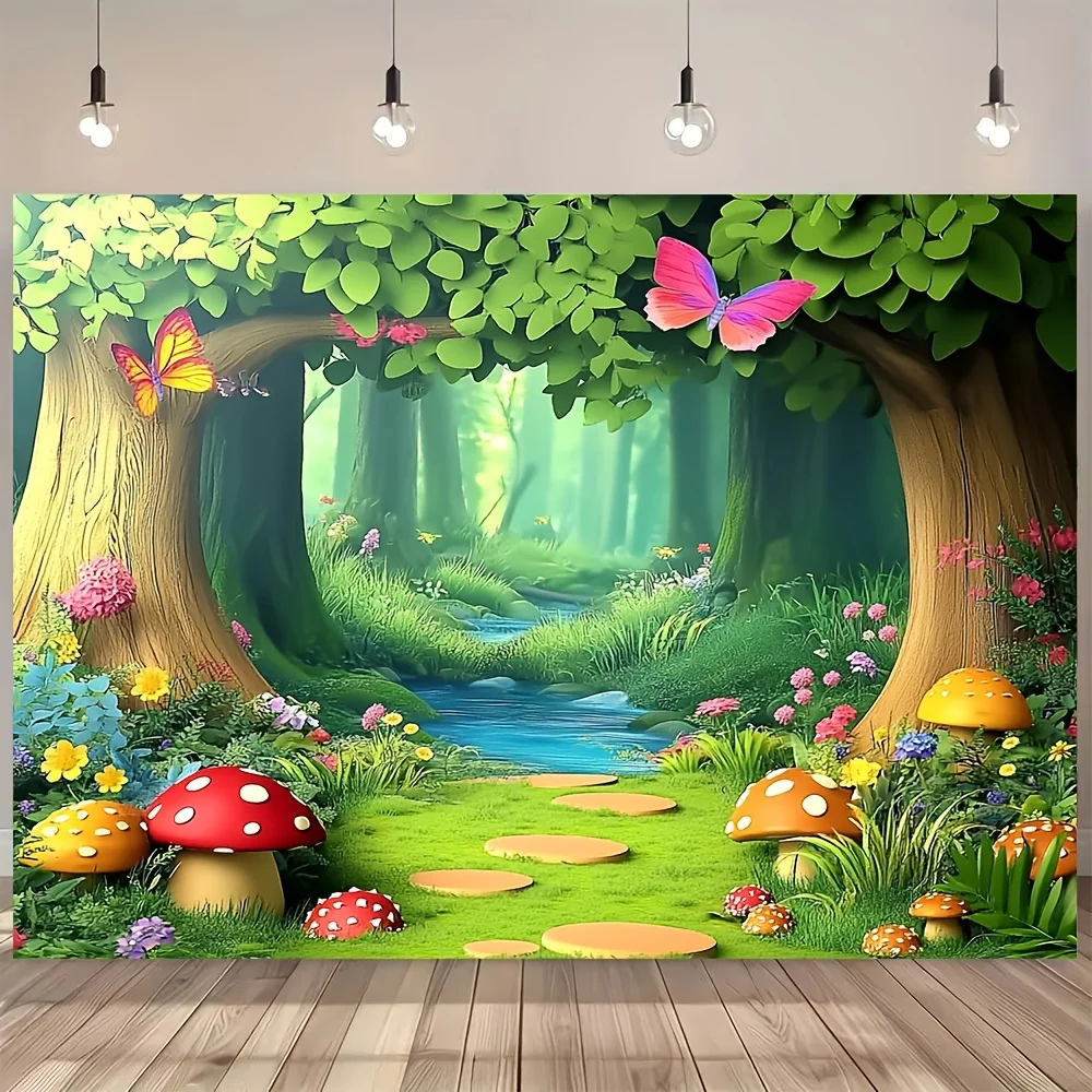 Charming Fairytale Forest Spring Landscape Background Tapestry