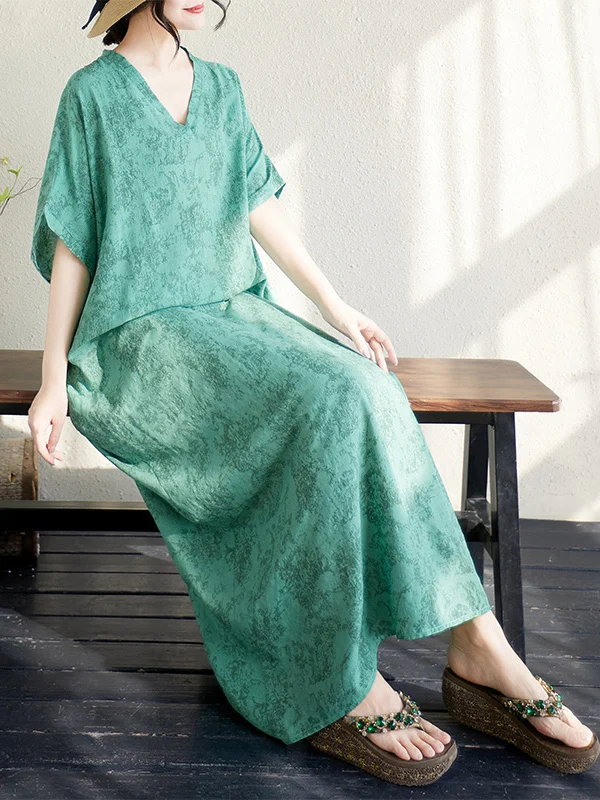 

V-Ne Loose Cotton Linen Beach Skirt Large Size Retro Vaion Sle Long Robe Meat Concealing Casual Summer Dr