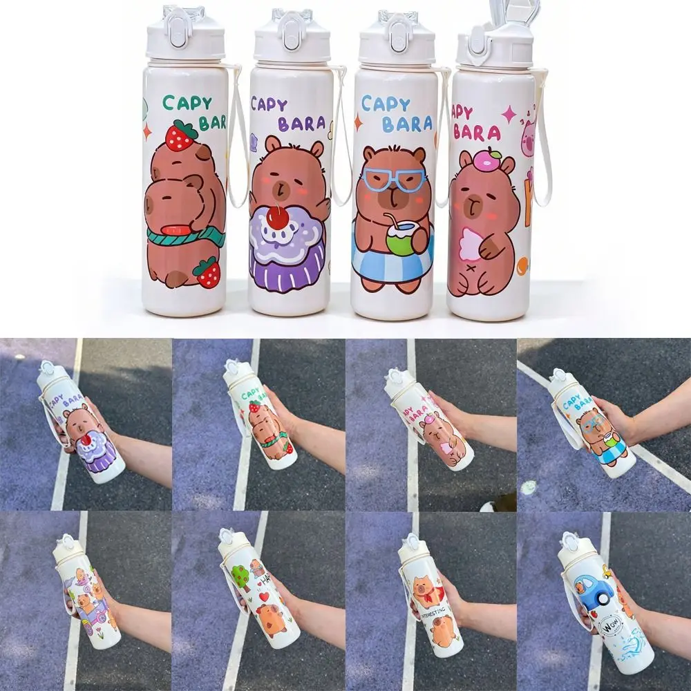 

New Capybara Straw Cup with Straws 750ML Sports Cup Large Capacity Leakproof Water Cup Outdoor