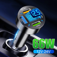 66W 4 Ports Car Charger Fast Quick Charge 3.0 USB Car Adapter For iPhone 13 12 Xiaomi Huawei
