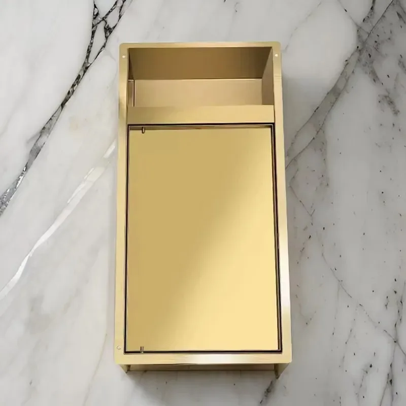 Double Stainless Steel Niche Locker with Spring Lock for Bathroom Shower Living Room Kitchen Hotel Storage Solution
