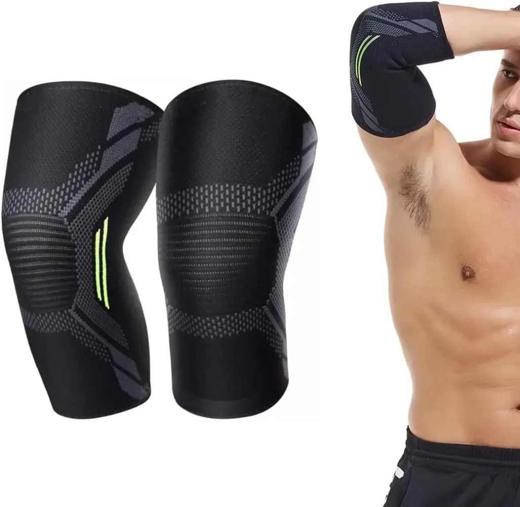 2PC Adjustable Elbow Support Sleeve Single Arm Sleeve for Tennis Elbow,Golfer's Arbow,Weightlifting,Tendonitis,Relief Joint Pain