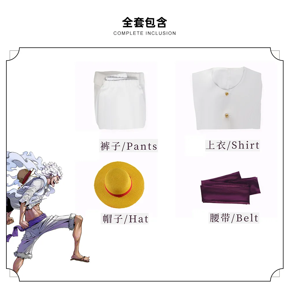 One Piece Luffy Cosplay Costume Pirate King Anime Cos Carnival Role Play Hat Suits Set Clothing Disfraz Adulta Halloween Party