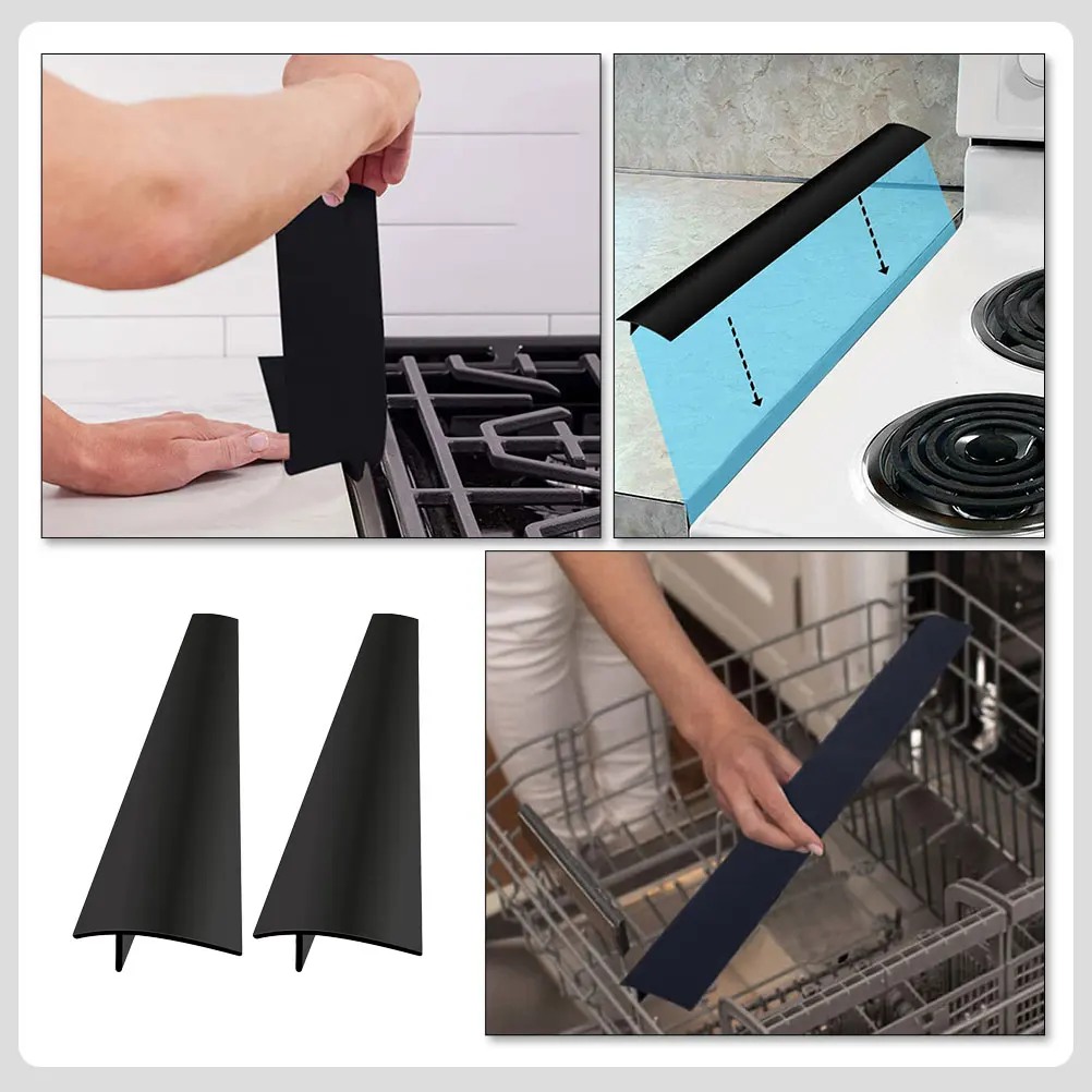 

2pcs Kitchen Protective Cover Stove Gap Guard Silicone Seal Filler Countertop Sink Dishwasher Gap Cover Non-Slip Easy Clean