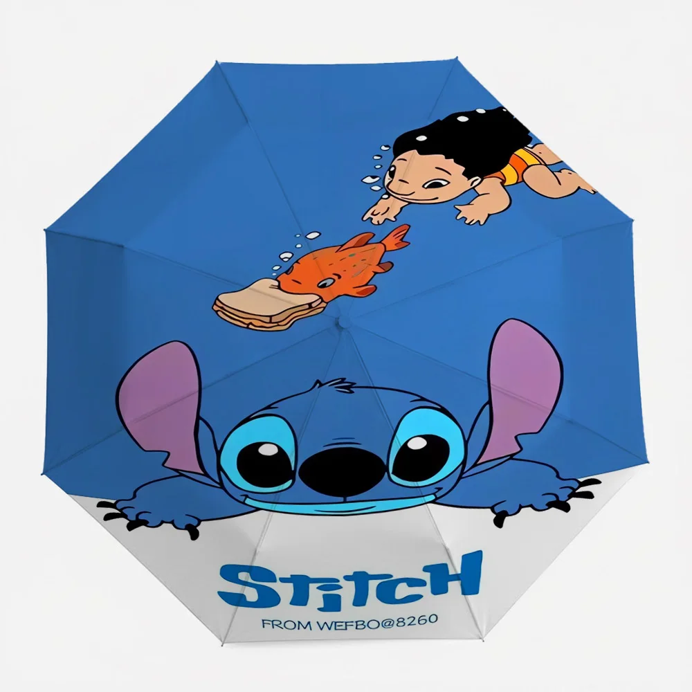 

Автоматический складной зонт Disney Lilo & Stitch с принтом, портативный ветрозащитный зонт для путешествий с изображением милого инопланетянина