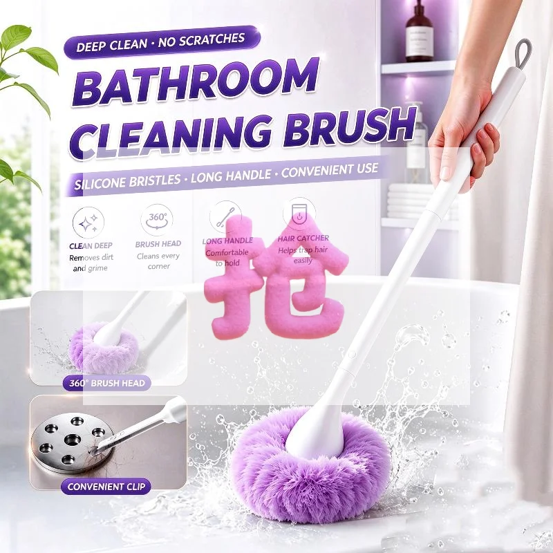 Long Handle Cloud Spherical Bathroom Brush, Multifunctional Bathtub Toilet Cleaning Brush No Dead Corners Surface Safe Cleaner