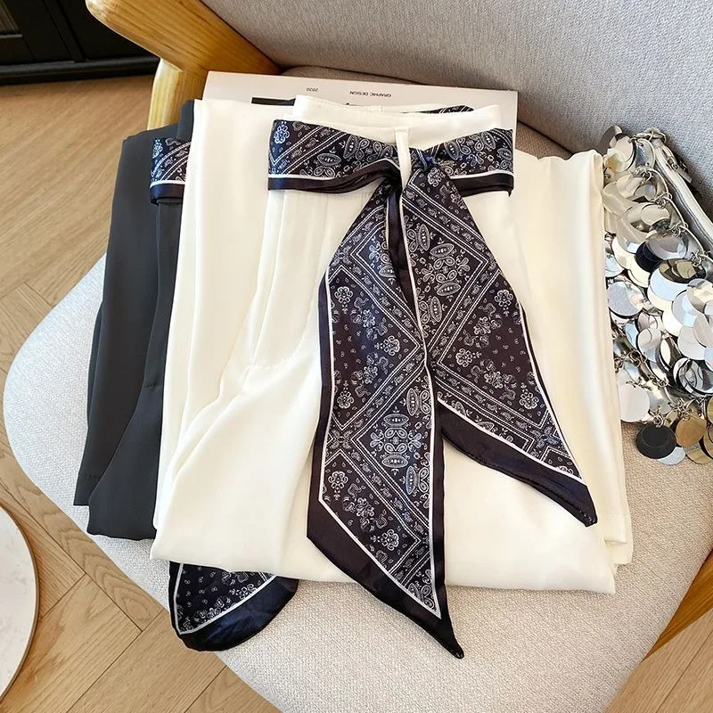 Nowe spodnie z wysokim stanem, prostymi nogawkami i szerokimi nogawkami, efekt obniżonych kropli, odpowiednie zarówno dla kobiet, jak i mężczyzn, modne i codzienne, styl letni.