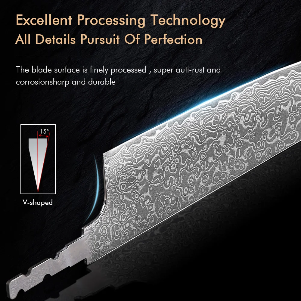 TURWHO 1-7PCS DIY Hand Forged Chef Knives Blank Blade Japanese Damascus Steel AUS-10 Kitchen Knife Knife Making Handmade Knife