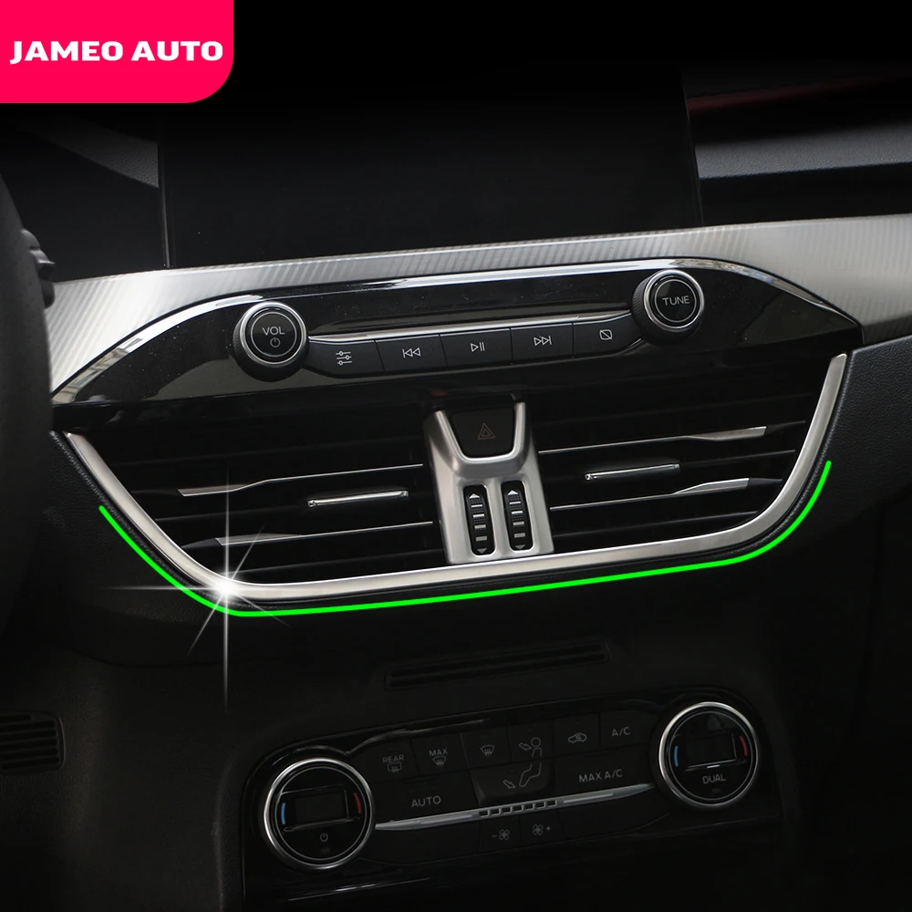 Jameo Auto Accessories for Ford Focus 2019 2020 Stainless Steel Central Control Air Condition Vent Outlet Underside Cover Trim