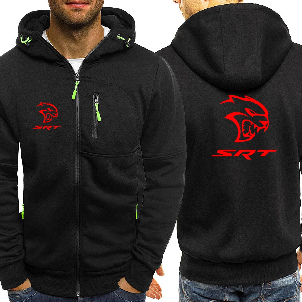 SRT Hellcat 2023 Men's New Hight Quality Long Sleeve Casual Zipper Fashionable Hooded Jacket Solid Color Hoodie Sweatshirt Tops