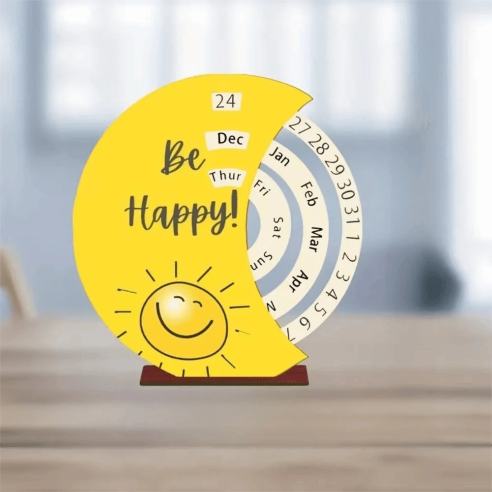 

Wooden Material Wooden Calendar Rustic Style Manual Rotating Desk Calendar Desktop Decoration Rotating Mechanism