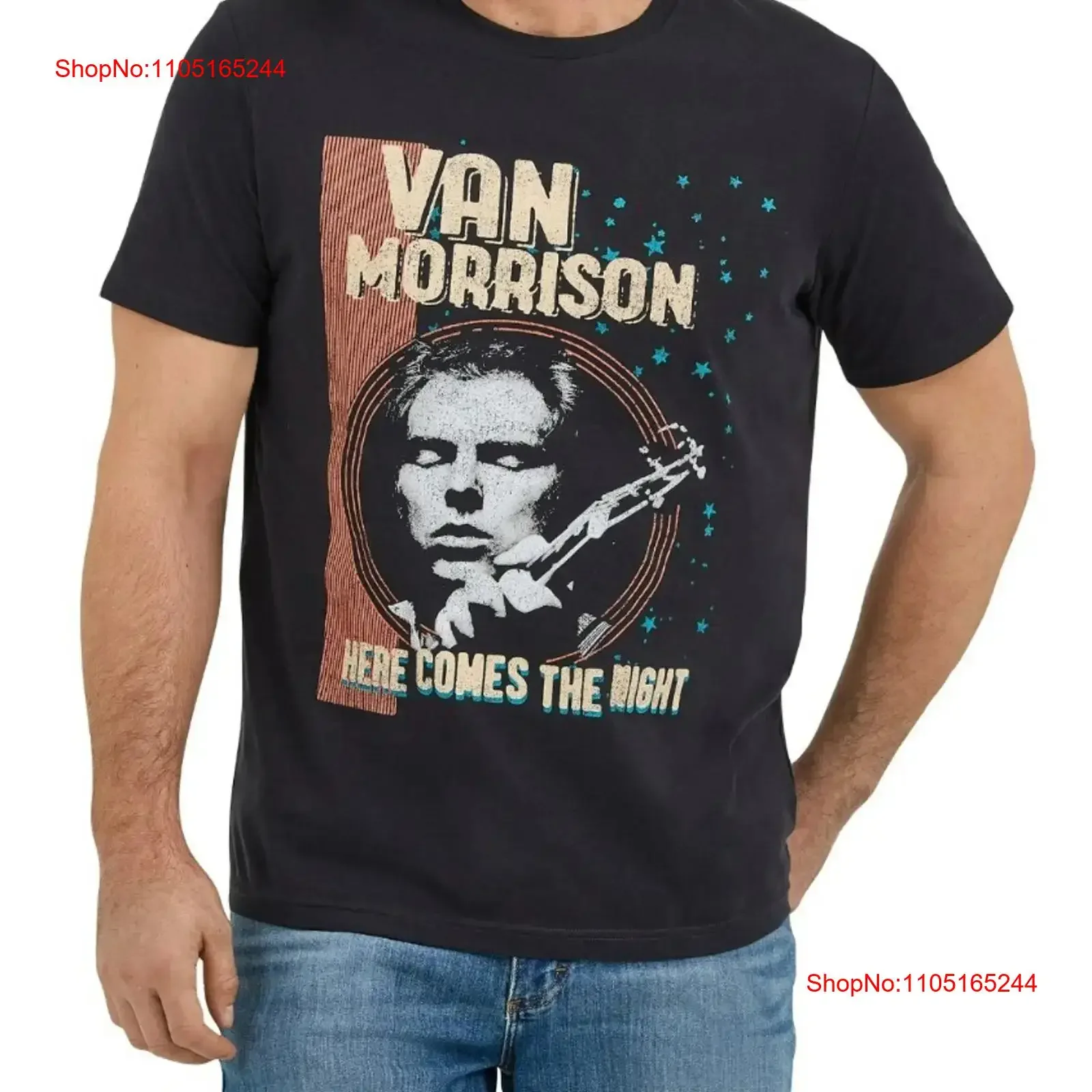 

Мужская черная футболка Van Morrison Here Comes the Night, винтажная стильная повседневная модная унисекс, удобная дизайнерская одежда