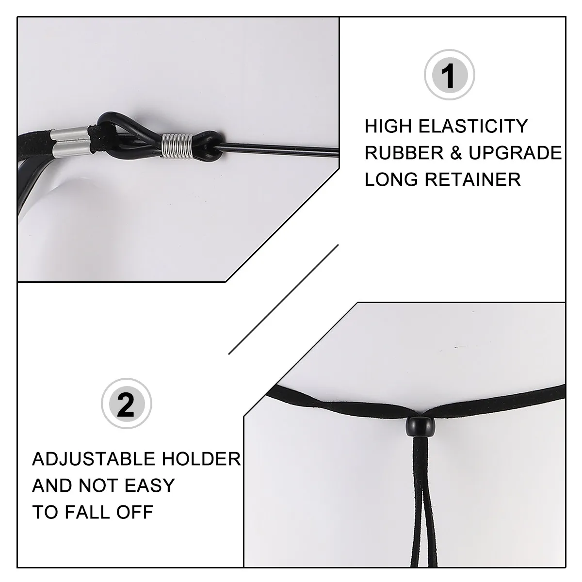

6Pcs Sports Glasses Non-Slip Rope Adjustable Lanyard Premium Wear-Resistant Fabric Anti-Skid Fixing Chain for Cycling Running
