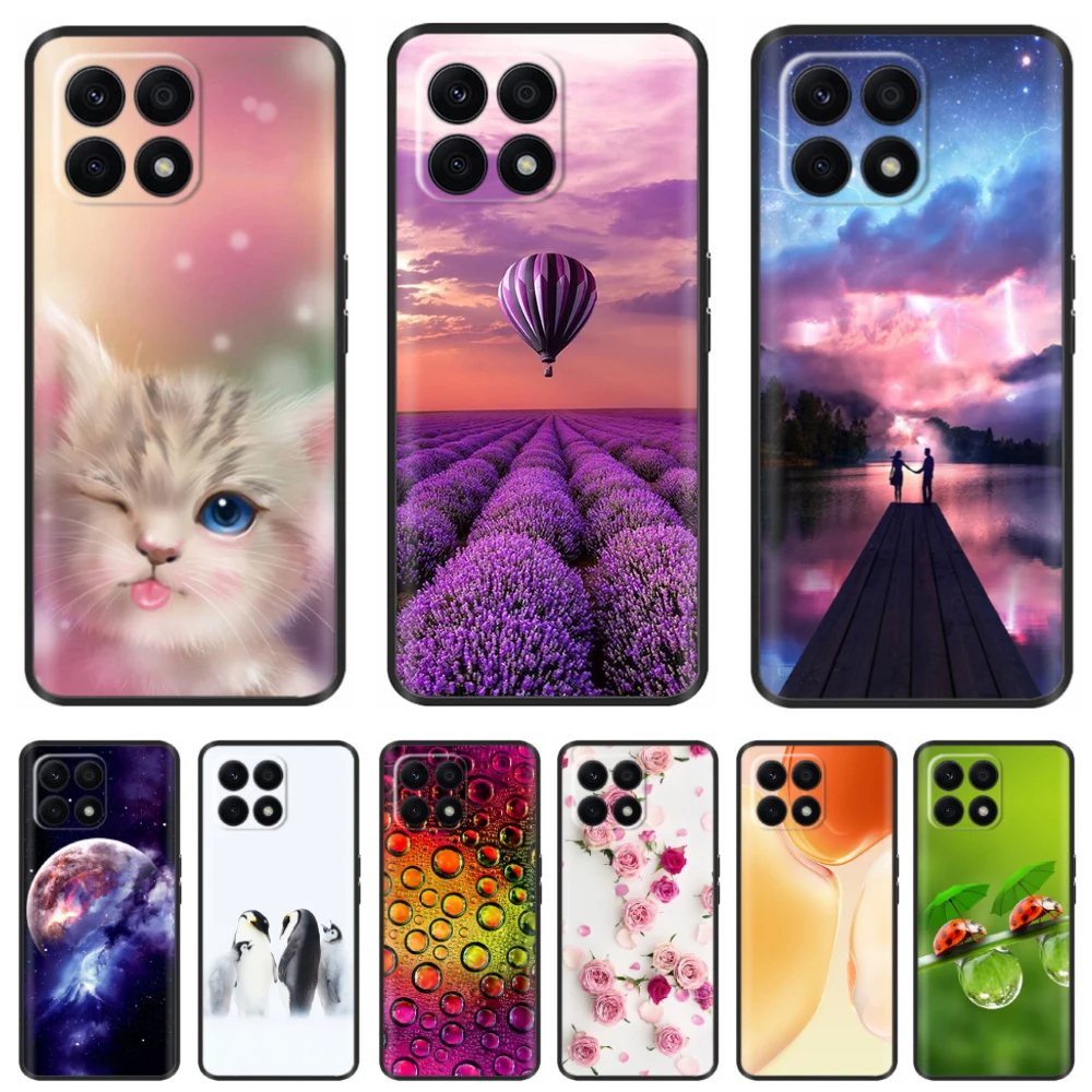 For Honor X8a 4G honorx8a Case Soft Black Silicone Cute Shockproof TPU Coque Phone Cases for huawei Honor X8a Back Cover Shell