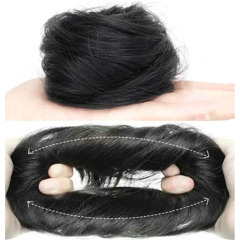 H&STAR moño sintético despeinado, extensión de chignon liso, liga de cabello, scrunchie, dona, accesorio de peluca 2