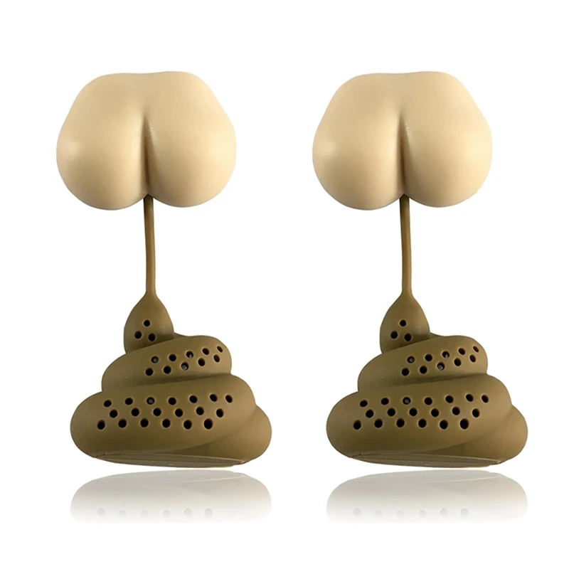 

2PC Reusable Silicone Tea Infuser Creative Poop Shaped Funny Herbal Tea Coffee Filter Diffuser Strainer Accessories