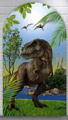 LS на заказ двусторонний динозавр тема тропические джунгли мальчик день рождения детский душ крышка Chiara арка фон Декор фон