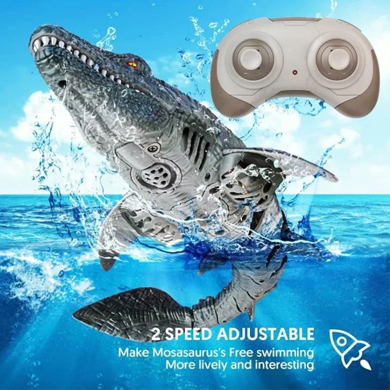 Electric Remote Control Toy Simulation Dinosaur Water Toys Mosasaur Swim Water Spray Underwater Dinosaur Toy for Kids Gift