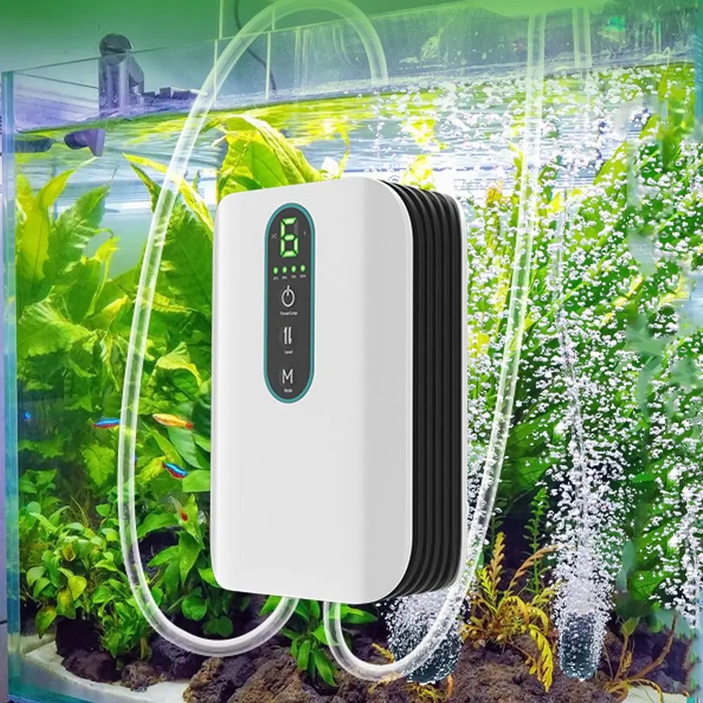 

Кислородный насос для аквариума с одним/двумя отверстиями, перезаряжаемый воздушный насос двойного назначения для аквариума, ультра бесшумный водонепроницаемый портативный воздушный насос