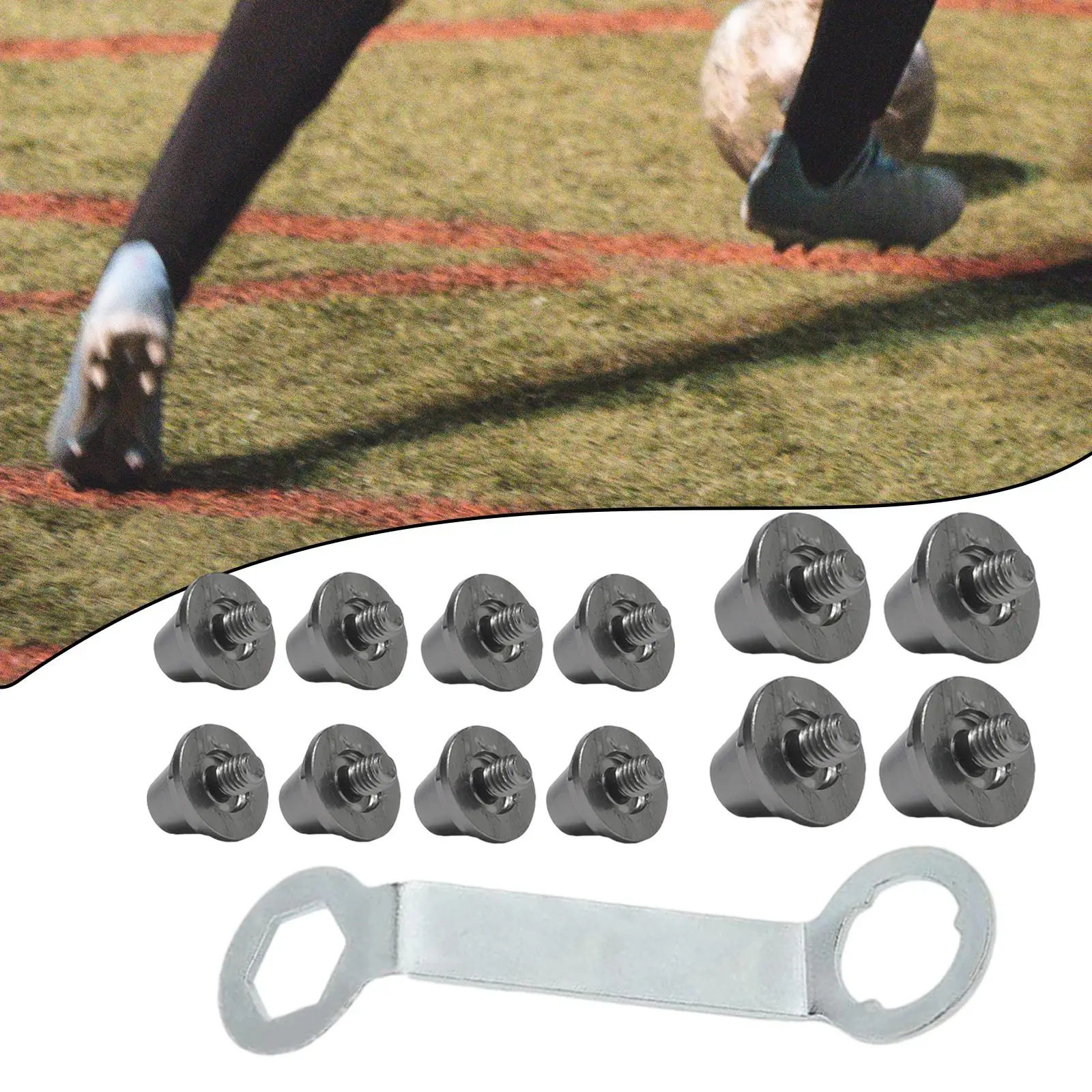 

12Pcs Football Shoe Spikes Rugby Studs Comfortable with Wrench Track Shoes Accessories Soccer Studs for Indoor Competition