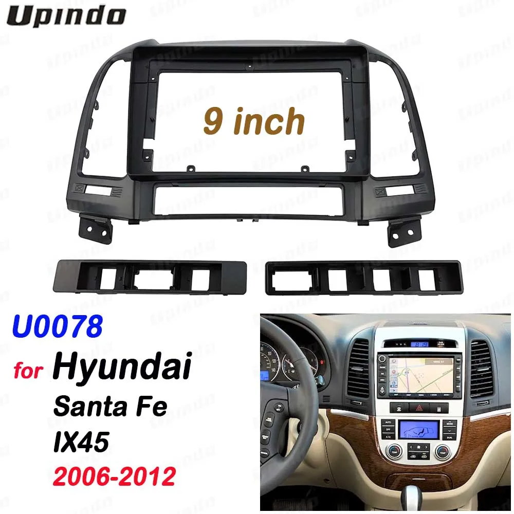 

9" Android Car Stereo Dash Kit for Hyundai Santa Fe IX45 LHD 2006 2 Din Radio Frame Fascia Panel & Wiring Harness