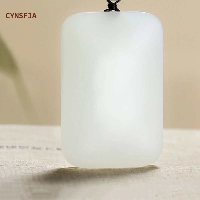 CYNSFJA New Real Rare Certified Natural Hetian Mutton-fat Nephrite Lucky Amulets Peace Jade Pendant High Quality Elegant Gifts