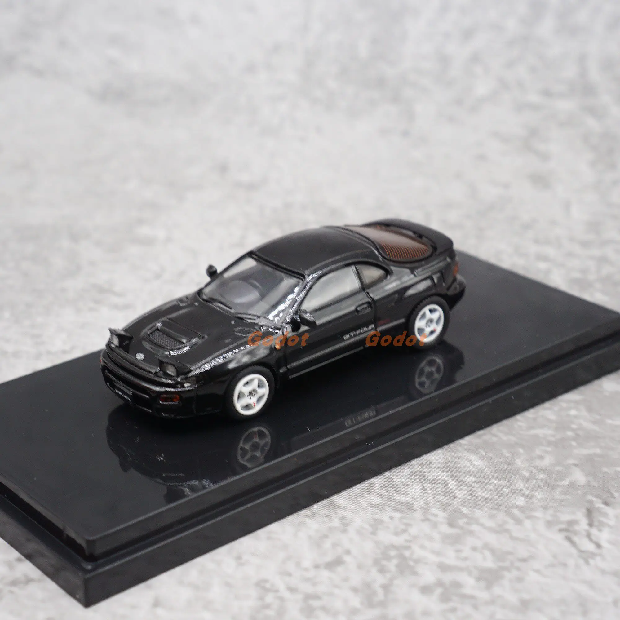 HJ Modèle de voiture miniature Toyota Celica berline en alliage moulé sous pression à l'échelle 1:64, noir, classiques, nostalgie, cadeaux pour adultes, souvenir, exposition statique