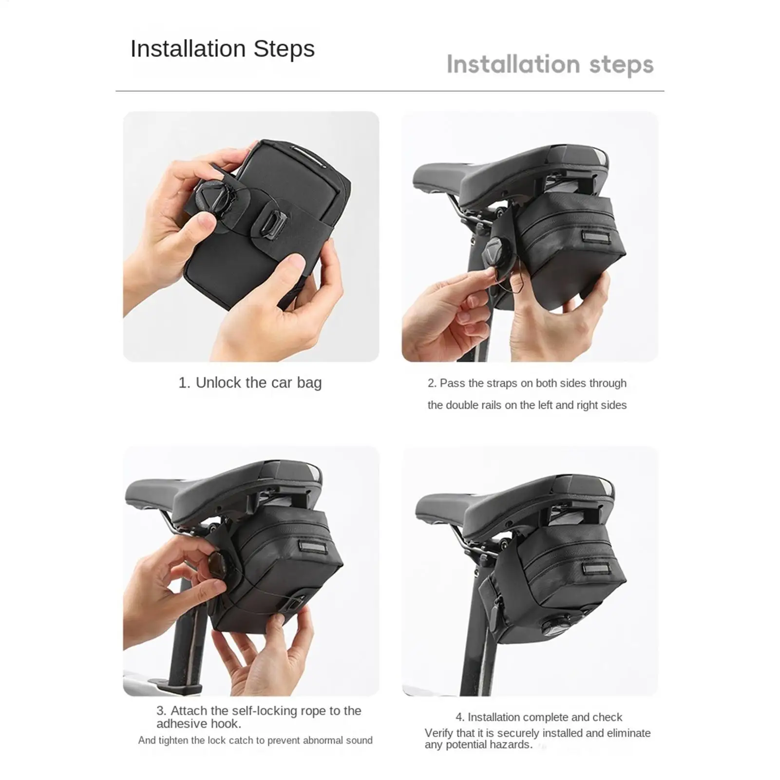 Bike Saddle Bag Rotary Lock Under Seat Biking Storage Pouch Waterproof Mountain Bike Saddle Bag For Phone Tail Frame Luggage
