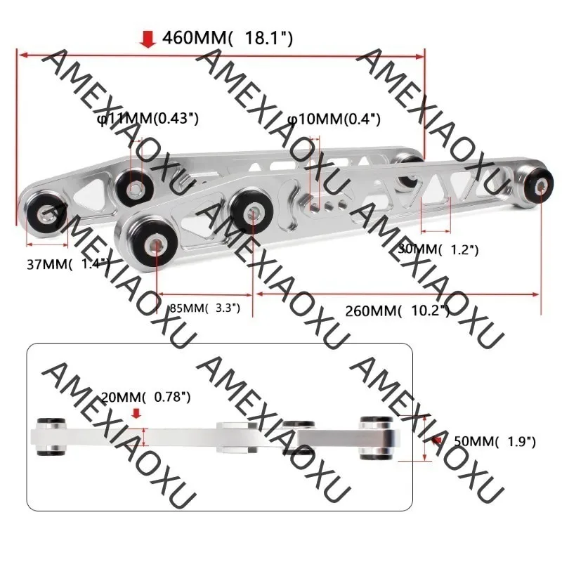 Rear Lower Control Arms Suspension Kit Polyurethane Bushings Replacement For Honda Civic 96-00 EK Car Chassis Parts Modified