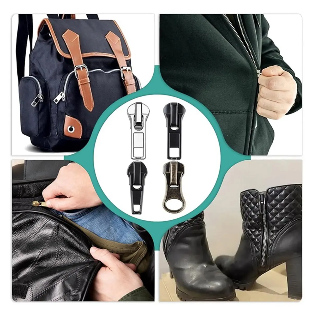 

Zipper Repair Kit, Zipper Replacement Slider Kit, Zippers Pull Zip Head Bottom Stop and Top Stop Fix Zipper on