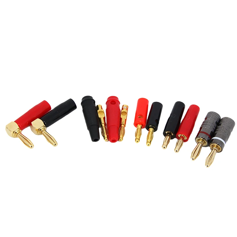 pairs High quality Gold metal Plate 4mm L Banana male female female power plug Connector socket Audio Speaker Screw red black R