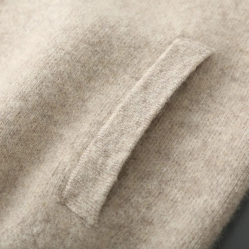 Autumn Winter 100% Merino Wool Thickened Sweater Men\'s Knitted Stand up Collar Cardigan Casual Business Long Sleeved Coat Jacket