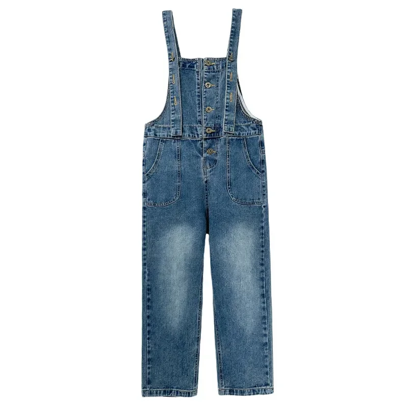 Kids Denim Overalls for Teenager Spring Autumn Jeans Dungarees Girls Pocket Jumpsuit Children Boys Pants for 4 5 7 9 11 13 Years